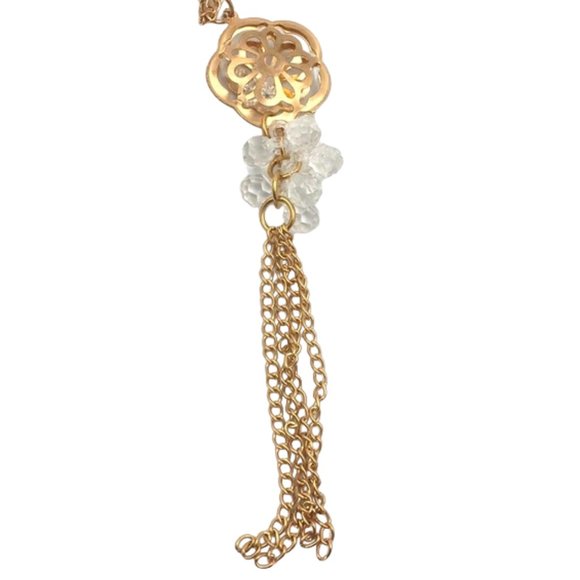 Gold Tone Chain w/ Caged Flower Necklace - Picture 1 of 5